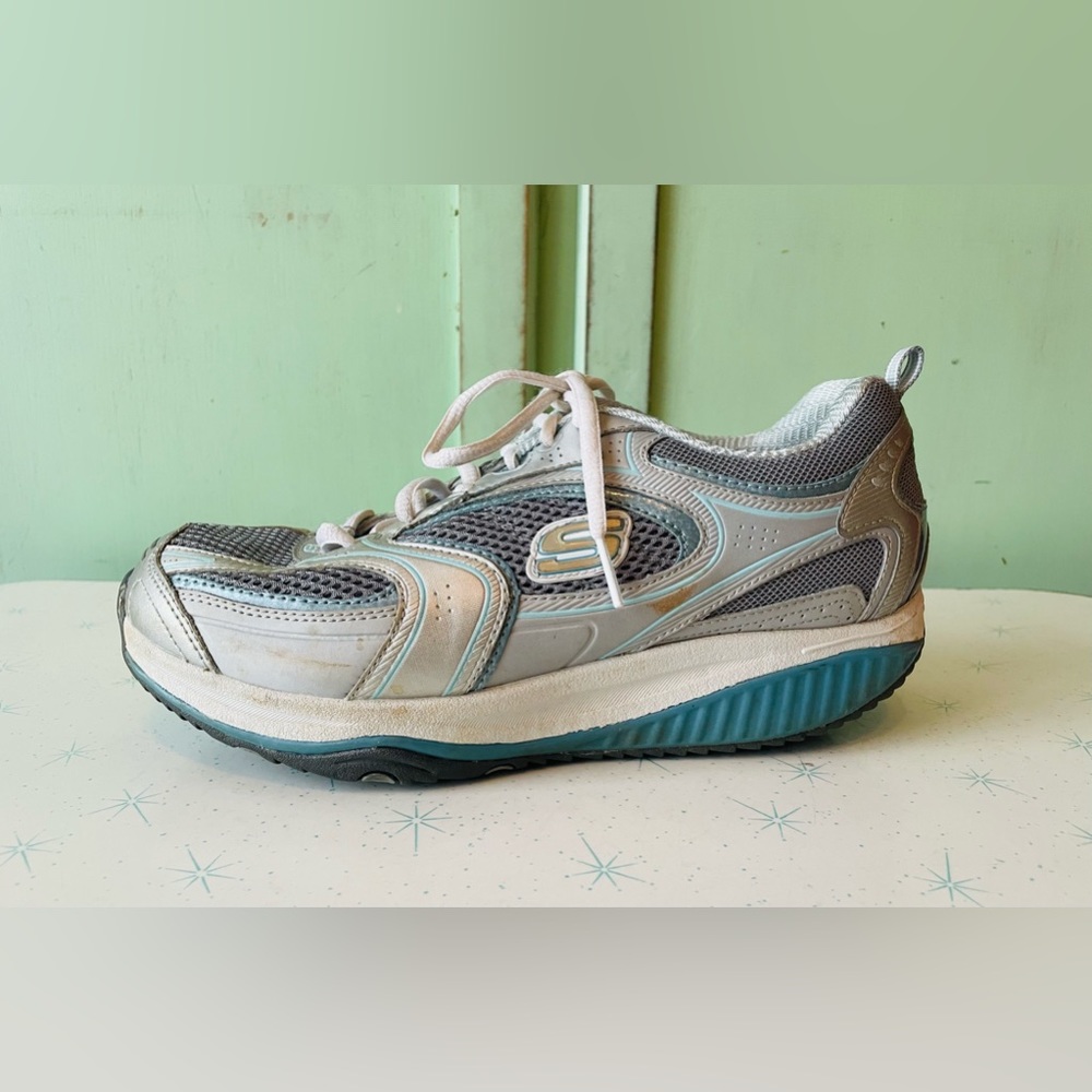Sketchers shape ups 12320 gray blue silver shoes size 8 women’s sneakers 👟